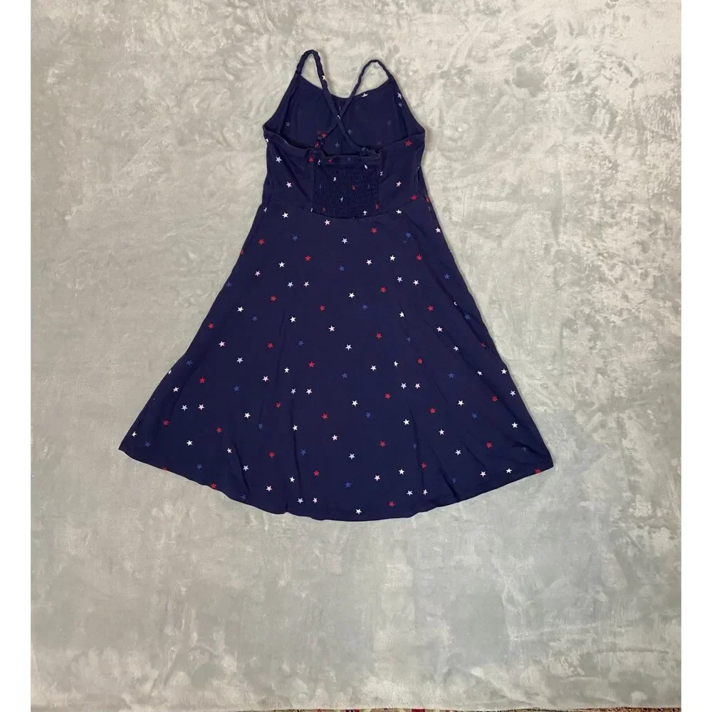 Old Navy Girl's Navy Blue Stars Print Swing Sundress Size XL (14) Cross Strap